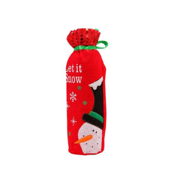 Christmas Wine Bottle Cover Holder Gift Bag Xmas Eve Dinner Table Decoration Candy Bags (Snowman) - Themonstersclubs